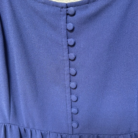 Smocked Button-Front Crop Jumpsuit, nightfall navy blue, women’s size 0 - Picture 5 of 12